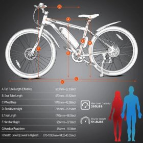 ECOTRIC Electric Commuter Bike for Adults 26" White Ebike with 350W Motor, 20MPH Mountain Bicycle with LED Display, Removable 36V/12.5Ah Battery, Shimano 7 Speed Gears, UL Certified E-Bike