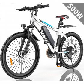VIVI 26" 500W Electric Bike Electric Bicycle with Cruise Control System, Electric Commuter Bike with Removable 374.4Wh Lithium-Ion Battery Range 50 Miles, 21 Speed Electric Mountain Bike Up to 19MPH