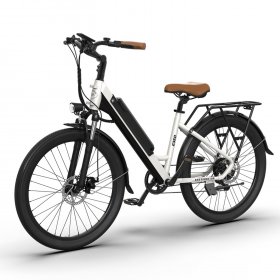 AOSTIRMOTOR Electric Bicycle, 26 In. 350W Motor City Cruiser Bicycle, Commuter Electric Bicycle,40 Miles Battery,Shimano 7-Speed and Dual Shock Absorber