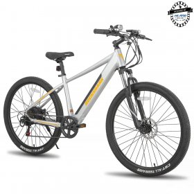 Hiland Rockshark 27.5 Inch Electric Bike for Adults Men, Urban E Bike with 350W 36V Motor, Removable Fully Integrated 10.4Ah Battery, Shimano 7 Speed Gears Electric Bicycles Grey