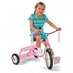 Radio Flyer 33PZ Kids Classic Style Dual Deck Tricycle with Handlebar Bell, Pink