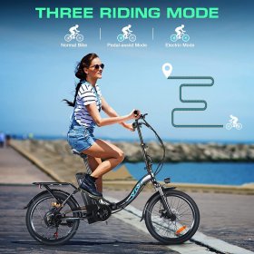 Vivi 500W Folding Electric Bike, 20" Electric Bicycle for Adults with 48V Removable Battery Shimano 7 Speed Commuting Hybrid Bike, Low Step-Thru Road Bike for Women, City Cruiser Ebike