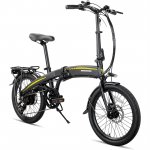 Hiland 20 Inch Folding Electric Bike, Aluminum 20 inch Ebike with Shimano 7 Speed Disc Brake Lightweight & Aluminum 36V Folding Ebike, Black