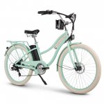 Nel Lusso 26-inch 7-Speed Electric Cruiser Bike with Throttle, Mint Green, 36V, 350W, UL 2849 compliant, by Huffy