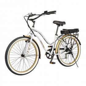 SWAGTRON EB10 Electric Cruiser Bike w/ Shimano 7SPD | Pure Comfort Full-Sized 26-Inch eBike w/ Removable Battery | Low Step-Through Frame, 2.1? Tires, 264.5 LB. Max. Weight (IPX4)