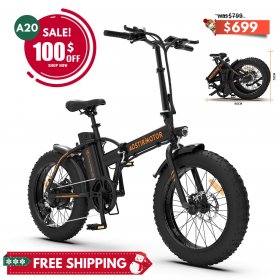 Aostirmotor Folding Electric Bike 20 inch Fat Tire , with 500W Motor, 36V 13AH Removable Lithium Battery,Ebikes for Adults