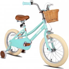 JOYSTAR Vintage Style Kids Bike for 2-9 Years Old Toddlers and Kids, 12" 14" 16" 18" Girls Bike with Training Wheels & Basket, 18 Inch Kid's Bicycle with Kickstand