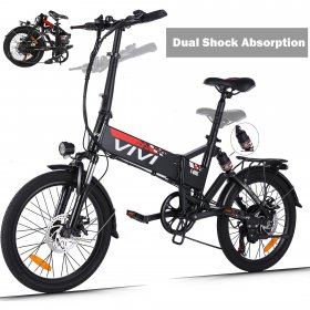 VIVI 20" 500W Electric Bike, Foldable Electric Bicycle with Comfortable Double Shock Absorption Professional 7 Speed Electric Commuter Bike Ebikes for Adults Women 374.4WH Electric Bike