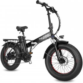 Heybike Mars Electric Bike Foldable ebike 20" x 4.0 Fat Tire Electric Bicycle with 500W Motor, 48V 12.5AH electric fat tires bicycles Removable Battery and Dual Shock Absorber for Adults women men