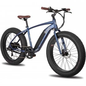 Hiland 26" Aluminum Electric Bike, Adults Ebik with 500W Motor & Removable Fully Integrated Lithium-Ion Battery, 26 Inch Fat Tire Ebike 21MPH Snow Beach Cruiser E-Bike Shimano 7-Speed, Blue