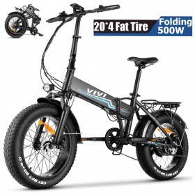 500W Electric Bike 4.0 Fat Tire Folding Electric Bicycle for Adults Ebike with 48V 10.4AH Removable Battery Height Adjustable Snow Bike Commter Bike Mountain Bike