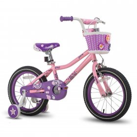 JOYSTAR 16 Inch Paris Girls Bike for 4-7 Year Old Kids, Purple/Pink