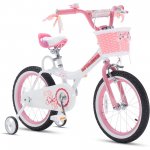 Royalbaby Jenny White 12 In Kids Bicycle with Training Wheels and Basket