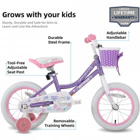 JOYSTAR Angel Girls Bike for Toddlers and Kids Ages 2-9 Years Old, 12 14 16 18 Inch Kids Bike with Training Wheels & Basket, 18 in Girl Bicycle with Handbrake & Kickstand