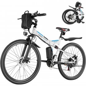 Vivi 500W Folding Electric Bike for Adults, Ebike with 374.4Wh Battery, 50 Miles Range, 19MPH 21 Speed Gears, Dual Disc Brakes, 4 Riding Modes Electric Commuter Mountain Bicycle for Women Teens