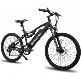 Hiland Lamassu Electric Mountain Bikes for Adults, 250W 36V Aluminum 26 inch E-bike Full Suspension Electric Bicycle, Shimano 7 Speeds Disc Brake Suspension Fork with Lithium-ion Battery