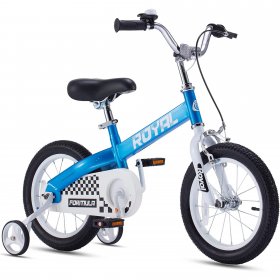 RoyalBaby 14 Inch Formula Toddler and Kids Bike with Training Wheels Child Bicycle Blue