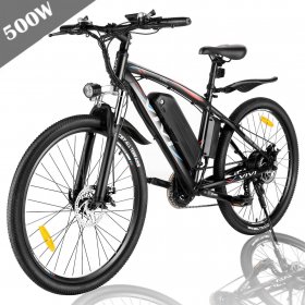 Vivi 27.5" 500W Electric Bike for Adults, Electric Mountain Bicycle Electric Commuter Bike with Removable 48V 10.4Ah Battery, Range 55 Miles, 21 Speed Ebike for Adults up to 19mph, LED Display