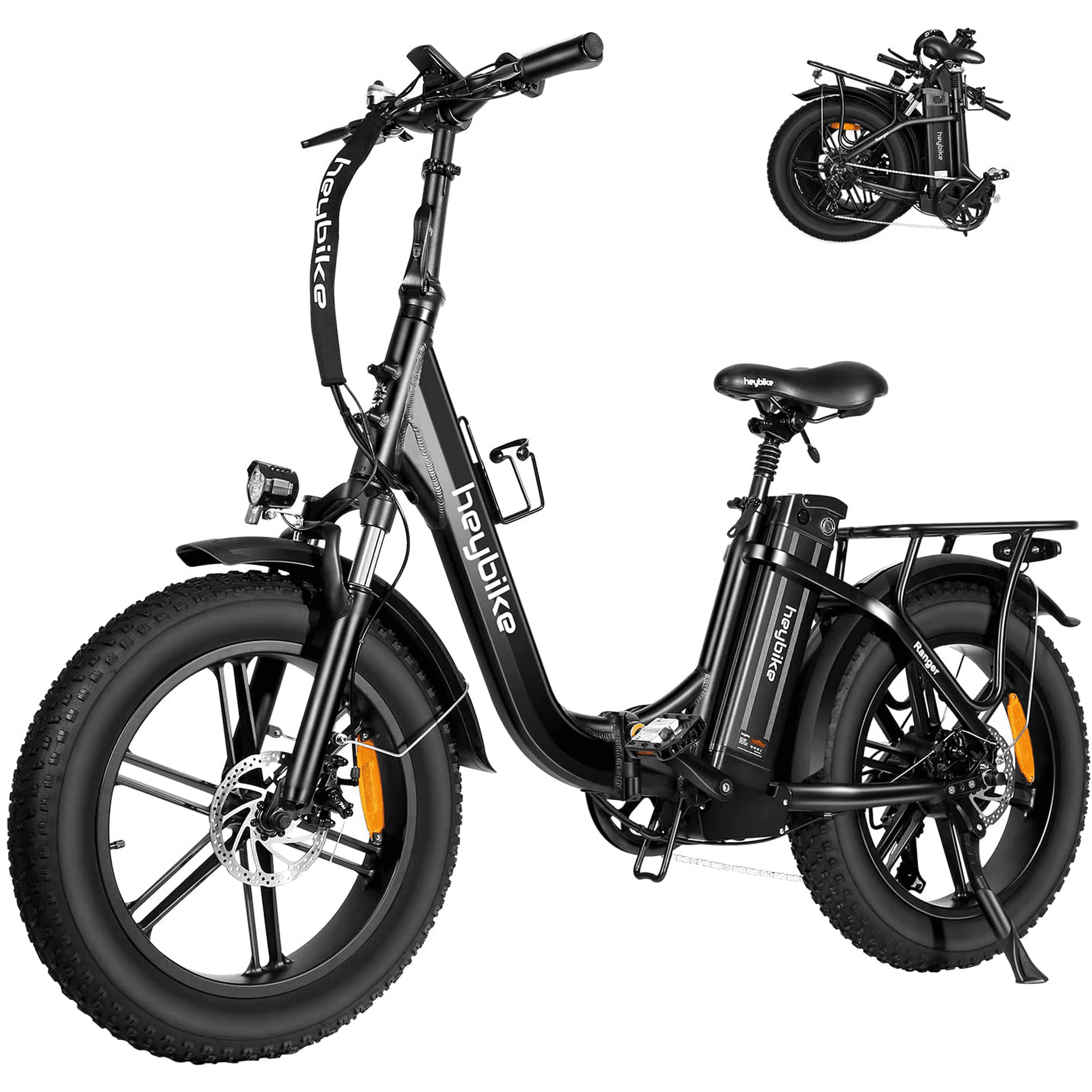 Heybike Ranger Electric Bike for Adults Foldable ebike for adults e bicycles 20" x 4.0 Fat Tire step through ebike with 500W Motor, 48V 15AH Battery Adult ebike fat tire fold electric bicycles