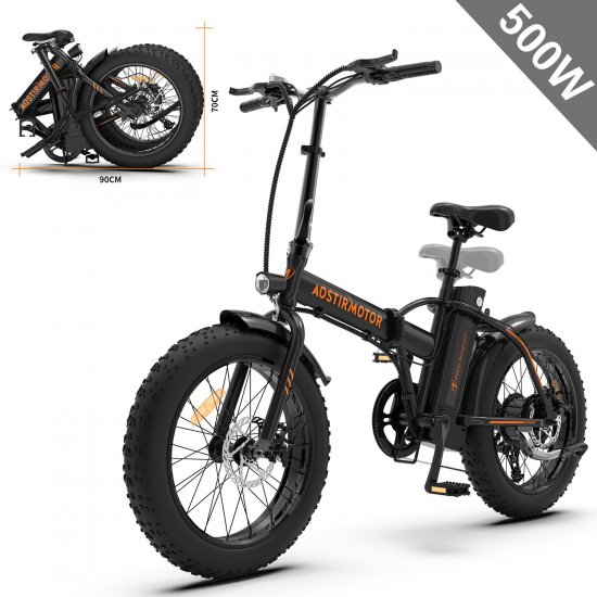 Aostirmotor Electric Bike 20\" 500W 36V/13Ah Electric Folding City E-bike(Black)