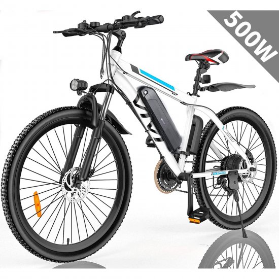 VIVI 26\" 500W Electric Bike Electric Bicycle with Cruise Control System, Electric Commuter Bike with Removable 374.4Wh Lithium-Ion Battery Range 50 Miles, 21 Speed Electric Mountain Bike Up to 19MPH