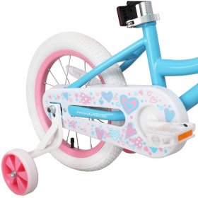 Joystar Angel 16 Inch Ages 4 to 7 Kids Bike with Training Wheels, Blue and Pink