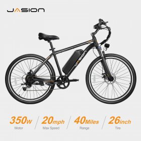 Heybike Jasion Electric Bicycle for Adults, ebike 26" Tires, Electric Mountain Bike with 350W Brushless Motor,40Miles Commuting Electric Mountain Bike, Shimano 7 Speed, Front Fork Suspension