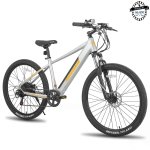 Hiland Rockshark 27.5 Inch Electric Bike for Adults Men, Urban E Bike with 350W 36V Motor, Removable Fully Integrated 10.4Ah Battery, Shimano 7 Speed Gears Electric Bicycles Grey