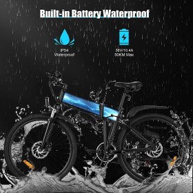 Vivi Folding Electric Mountain Bike 350W Foldable Ebike, 26 In. with 10.4Ah Built-In Battery, 40 Miles/19 Mph Recharge Mileage, 4 Working Mode, 21 Speed Gear, Adult Electric Bicycle