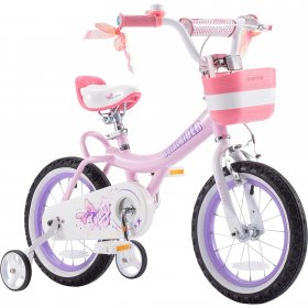 Royalbaby Jenny Girl's Kid's 14 In. Children's Beginner with Bicycle Training Wheels Basket , EL Pink