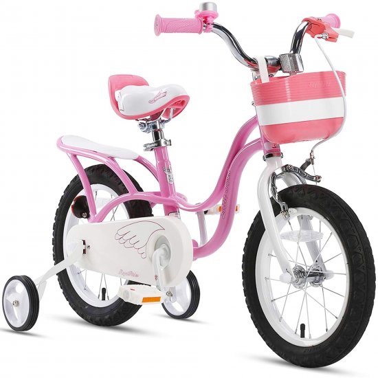 Royalbaby Little Swan Pink 14 Girl\'s Bicycle with Training Wheels and Basket