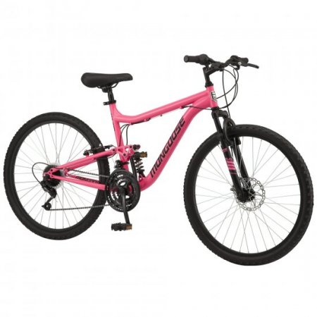 Mongoose Major Mountain Bike, 26-inch wheels, 21 speeds, pink, womens style frame