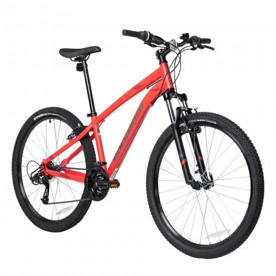 Decathlon Rockrider ST100, 21 Speed Mountain Bike, 27.5\", Unisex, Red, Medium