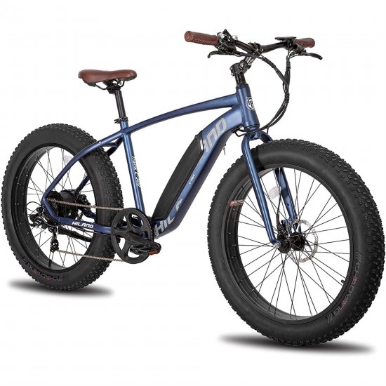 Hiland 26\" Aluminum Electric Bike, Adults Ebik with 500W Motor & Removable Fully Integrated Lithium-Ion Battery, 26 Inch Fat Tire Ebike 21MPH Snow Beach Cruiser E-Bike Shimano 7-Speed, Blue