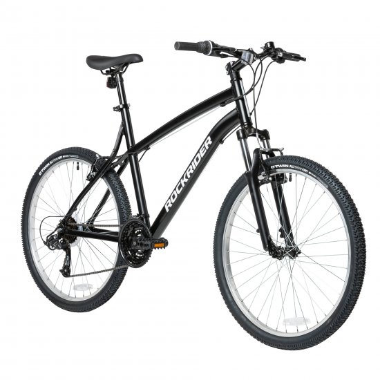 Decathlon Rockrider ST50, 21 Speed Aluminum Mountain Bike, 26\", Unisex, Black, Small