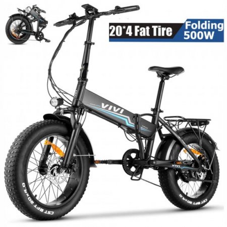 500W Electric Bike 4.0 Fat Tire Folding Electric Bicycle for Adults Ebike with 48V 10.4AH Removable Battery Height Adjustable Snow Bike Commter Bike Mountain Bike