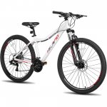 Hiland Mountain Bike for Woman, Shimano 21 Speed with Lock-Out Suspension Fork, 27.5 inch Wheels Mountain Bike for Women Womens Bike Mens Bicycle, White
