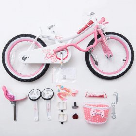 Royalbaby Jenny White 12 In Kids Bicycle with Training Wheels and Basket