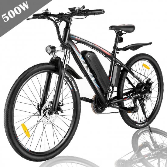 Vivi 27.5\" 500W Electric Bike for Adults, Electric Mountain Bicycle Electric Commuter Bike with Removable 48V 10.4Ah Battery, Range 55 Miles, 21 Speed Ebike for Adults up to 19mph, LED Display