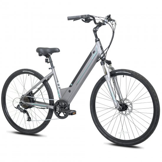 Kent Bicycles 700C 350W Pedal Assist Step-Through Comfort Electric Bicycle, Gray