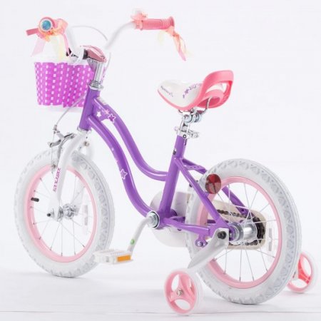 Royalbaby Girls Kids Bike Star Girl 12 In Bicycle Basket Training Wheels Purple Child's Cycle