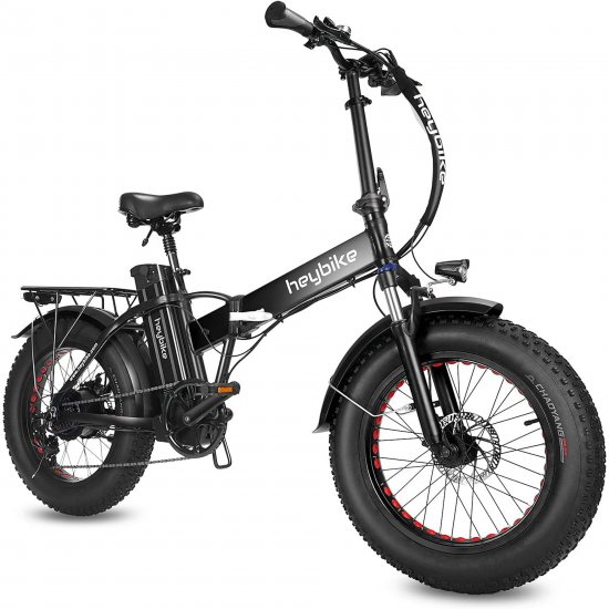 Heybike Mars Electric Bike Foldable ebike 20\" x 4.0 Fat Tire Electric Bicycle with 500W Motor, 48V 12.5AH electric fat tires bicycles Removable Battery and Dual Shock Absorber for Adults women men