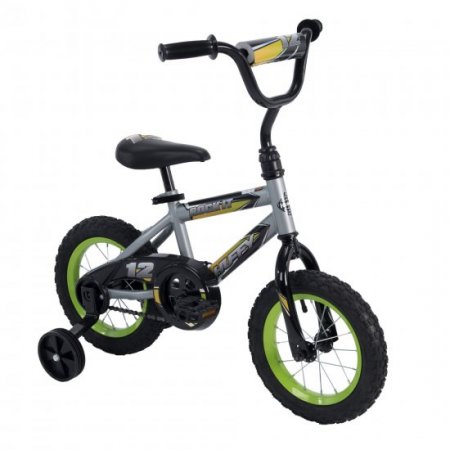 Huffy 12 in. Rock It Boy Kids Bike, Silver Matte and Lime