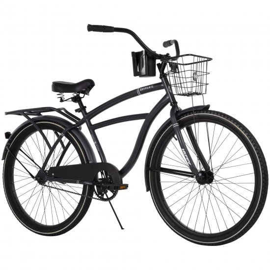 Huffy 26\" Baypointe Men\'s Cruiser Bike with Basket, Gray