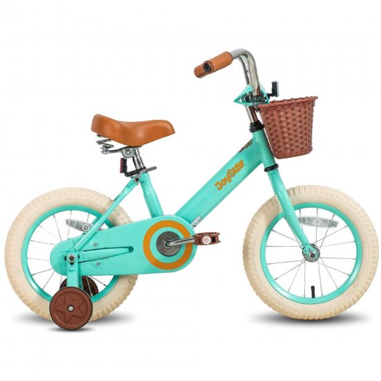 JOYSTAR Vintage 12 & 14 & 16 Inch Kids Bike with Basket & Training Wheels for 2-7 Years Old Girls & Boys (Green, Beige & Pink)