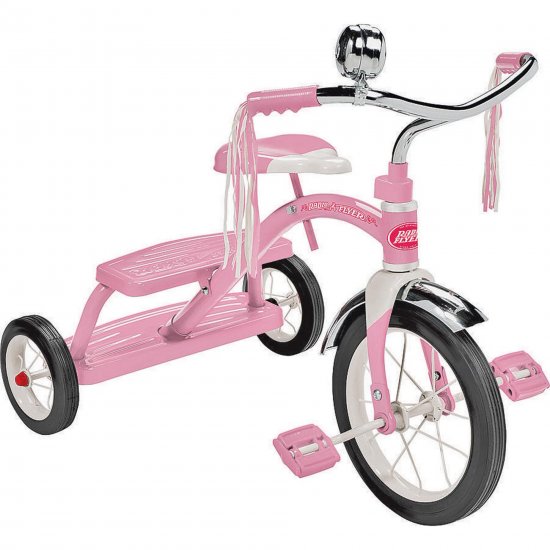 Radio Flyer, Classic Pink Dual Deck Tricycle, 12\" Front Wheel, Pink