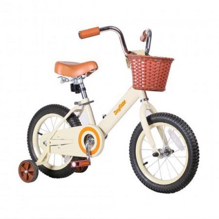 Joystar Vintage 12In Ages 2 to 7 Kids Training Wheel Bike w/ Basket, Ivory