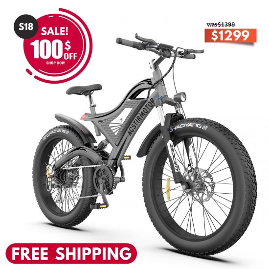 \"Aostirmotor Electric Mountain Bike 750W 48V15Ah Removable Lithium Battery, Fat Tire Ebike 26x4.0 inch Electric Bike for Adults\"