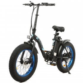Ecotric 20 In. Powerful 500 W Folding Electric Bicycle Fat Tire Alloy Frame 36 V/12.5 AH Lithium Battery with Rear Motor LED Display