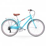 sixthreezero Reach Your Destination Women's 7-Speed Hybrid Bike with Rear Rack, 28 In. Wheels, Teal Blue